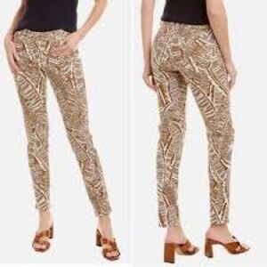 J. McLaughlin Lexi Brown & White Printed High-Waist Jeans